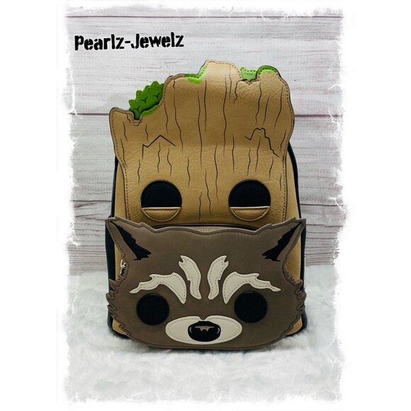 Loungefly Pop Marvel Guardians of the Galaxy Groot Rocket Figural Backpack Bags